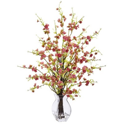Nearly Natural 26-in Cherry Blossom in Glass Vase
