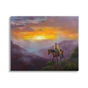 Stupell Southern Cowboy Mountain Sunset Gallery Wrapped Canvas Wall Art - 1 of 4