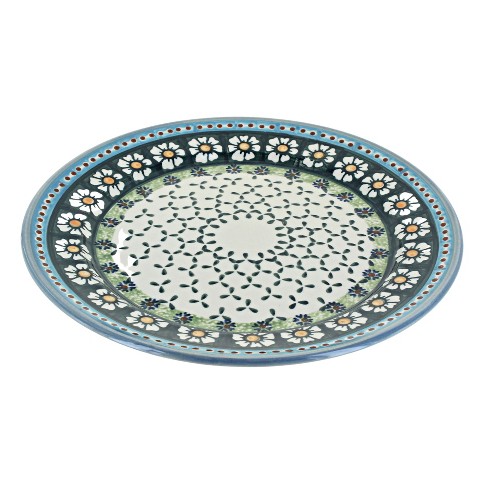 Blue Rose Polish Pottery Country Green Daisy Dinner Plate : Target