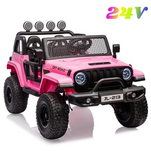 Jojoka  24V 7AH Kids Ride On Truck, 2-Seater Electric Vehicle with Switchable 2WD/4WD, Remote Control, Lights, MP3, and Spring Suspension - 1 of 4
