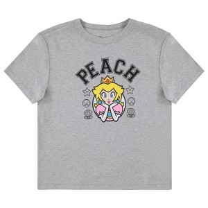 Ladies Nintendo Princess Peach Shirt - Mario, Luigi, Princess Peach Ladies Short Sleeve Retro Gaming Ribbed Tee - 1 of 4