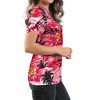 Nlife Womens Puff Short Sleeve Hawaiian Shirts Floral Tropic Printed Pleated V Neck Summer Casual T-Shirt Trendy Boho Blouses Tops - 4 of 4