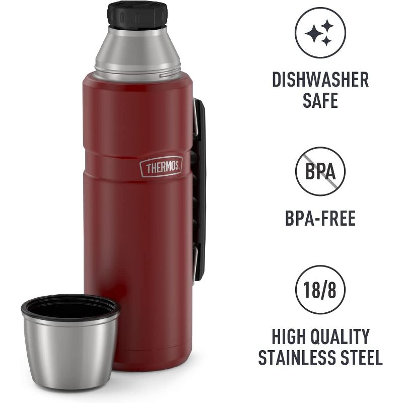 THERMOS Stainless King Vacuum-Insulated Beverage Bottle, 40 Ounce, Rustic Red, 5 of 8