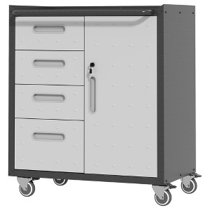 Munora - Lockable Rolling Tool Cabinet with 4 Drawers & Adjustable Shelf - 16.54"D x 29.53"W x 34.66"H - Black/Grey - 1 of 4