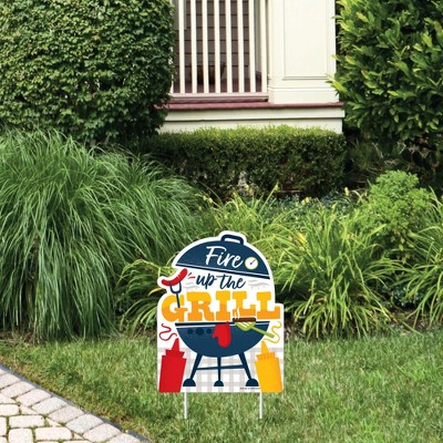 Big Dot of Happiness Fire Up the Grill - Outdoor Lawn Sign - Summer BBQ Picnic Party Yard Sign - 1 Piece