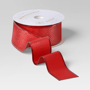 45' Christmas Fabric Ribbon Red Glitter - Wondershop™ - 1 of 3