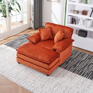 NicBex 56.3 Inch Modern Corduroy Single Sofa with 2 Toss Pillows and A Ottoman, Comfy Sofa- Deep Seat Couch for Living Room - 1 of 4