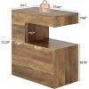 Tribesigns C-Shaped End Table, 25.59" Couch Side Table with 2-Tier Storage Shelf, Farmhouse TV Tray for Sofa, Living Room, Bedroom, Brown - 3 of 4