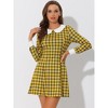 INSPIRE CHIC Women's Peter Pan Collar Fit and Flare Mini Plaid Tartan A Line Dresses - 3 of 4