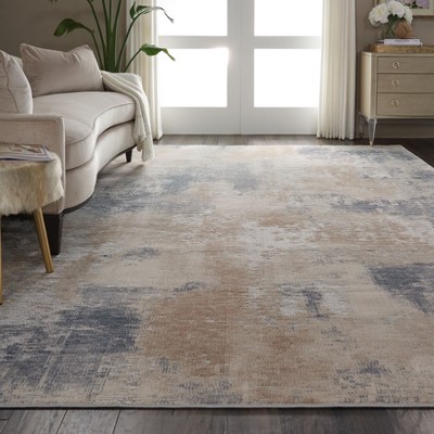 Rustic Textures Beige and Grey Abstract 9'3" x 12'9" Area Rug