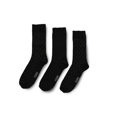 Tore Totally Recycled Men's Dot Crew Socks 3pk - Black 7-12 : Target