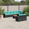 vidaXL 9 Piece Patio Sofa Set with Cushions Black Poly Rattan - 2 of 4