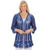 Collections Etc Open-Front Lace Border 3/4 Length Sleeve Crochet Cardigan - 4 of 4