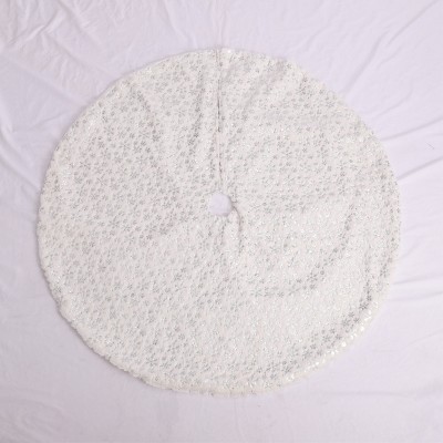 Season's Designs Christmas 47In White Tree Skirt W/ Silver Design