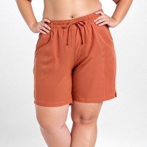 Calypsa Women's Chlorine Resistant 7" Board Shorts Plus Size - 1 of 4