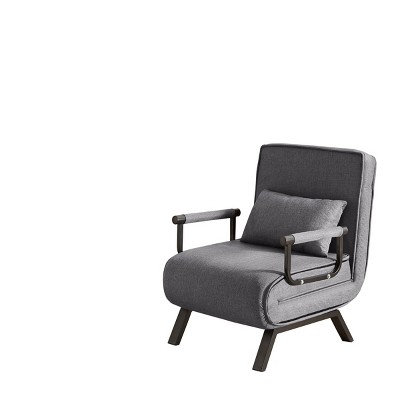 GlasFlength Accent Chairs Position Adjustable Folding Chair Bed with Removable Pillow for Small Spaces Living Room, Gray, 74.41"*25.2"*25.2"