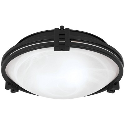 Black and Marbleized Glass Bowl Flush Mount Ceiling Light