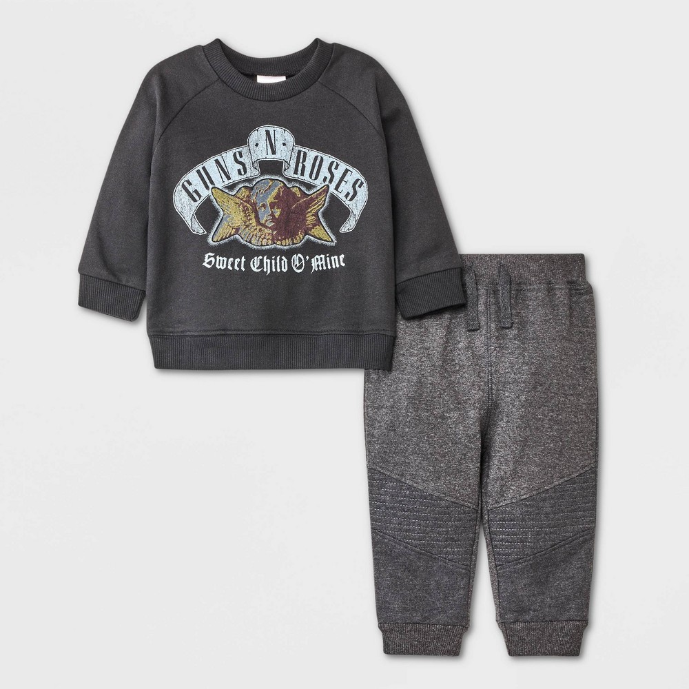 Baby Boys' 2pc Guns N' Roses Top and Bottom Set - Black Size 6-9M