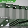 No Hook Shower Curtain with Snap Liner, Striped Textured, Waterproof, Style, Dark Green, 71Wx74H - 3 of 4