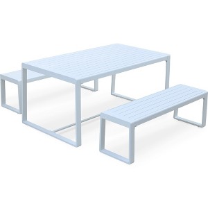 Aoodor Outdoor 3-Piece Aluminum Picnic Table Set,  Rectangular Patio Dining Table with Benches - 1 of 4