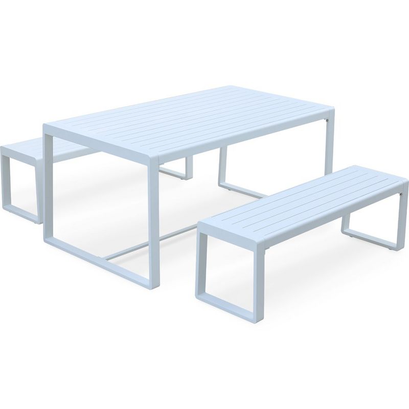 Aoodor Outdoor 3-Piece Aluminum Picnic Table Set,  Rectangular Patio Dining Table with Benches, 1 of 8