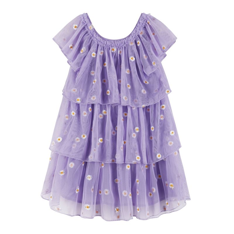 Andy & Evan  Toddler Purple Floral Ruffle Tiered Dress, 1 of 4