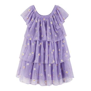 Andy & Evan  Toddler Purple Floral Ruffle Tiered Dress