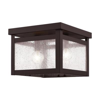 Milford Bronze 2-Light Seeded Glass Flush Mount