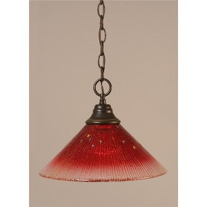 Toltec Lighting Any 1 - Light Pendant in  Dark Granite with 12" Raspberry Crystal Shade - 1 of 1