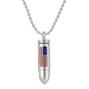 Alilang Patriotic American Flag Pendant Necklace with Red, White, and Blue Crystal Rhinestones - 1 of 4