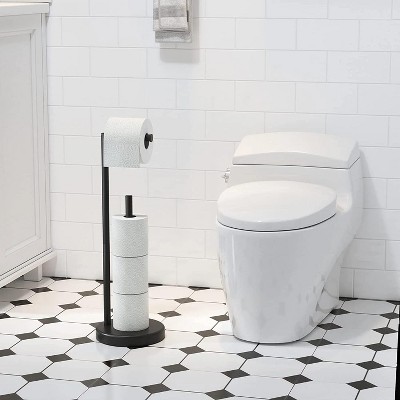 Matte Black Stainless Steel Free Standing Toilet Paper Holder