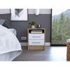 NicBex 16"Wide Nightstand with 2 Drawers Farmhouse Wooden Side Table with Open Storage Shelf for Bedroom,Living Room - 2 of 4