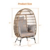 TiramisuBest Oversized Wicker Egg Chair with Cushion & Pillow, 600lbs ¨C Indoor/Outdoor for Porch/Backyard/Balcony (Light Gray) - 3 of 4