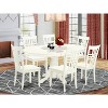 HomeStock 7-Piece Linen White Finish Solid Wood Top Dining Table with 6 Chairs - 2 of 4