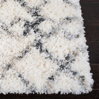 Fontana Gray and Ivory Shag Runner Rug 2'3" x 6'