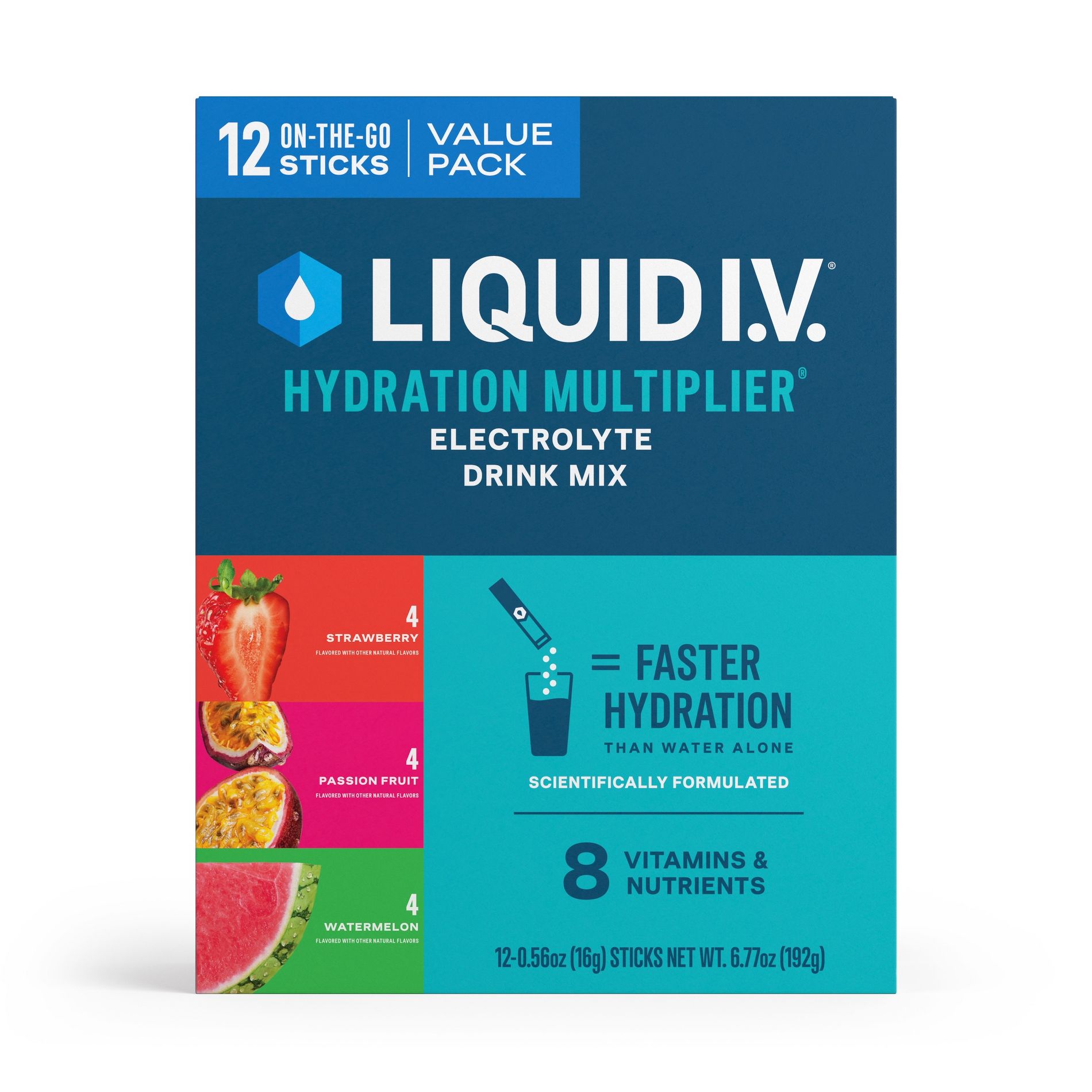 Liquid I.V. Hydration Multiplier Powder Electrolyte Drink Mix Variety Pack - 0.56oz/12ct