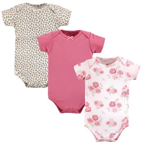 Hudson Baby Infant Girl Cotton Bodysuits, Blush Rose Leopard : Target