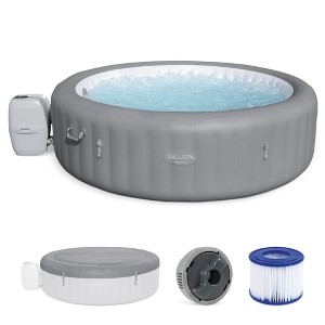 Bestway SaluSpa Grenada AirJet 6 to 8 Person Inflatable Hot Tub Round Portable Outdoor Spa with 190 Soothing AirJets and Cover, Gray - 1 of 4