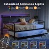 Karl Home Twin Size Metal Daybed Frame with Pop-up Trundle Bed and Charging Station with Upholstered Storage Headboard and LED Lights - 4 of 4