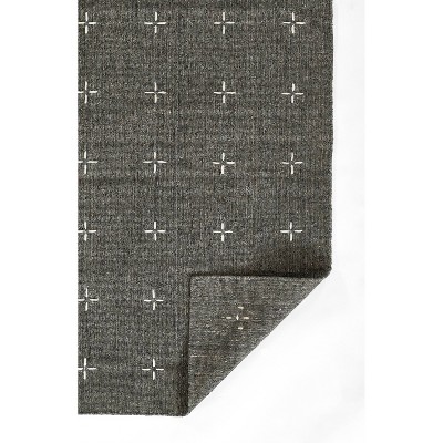 Handmade Charcoal Wool and Synthetic Rectangular Rug