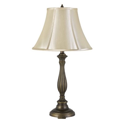 2pk Pedestal Base Metal Table Lamps in Plated Antique Gold/Brass - Fangio  Lighting