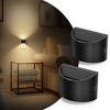 DORESshop 2-Pack 1W Plug-in Half-Curve Wall Sconce Night Lights, Up & Down Light, Warm 3000K, 3-Level Dimming, Black Housing, US Plug - 2 of 4