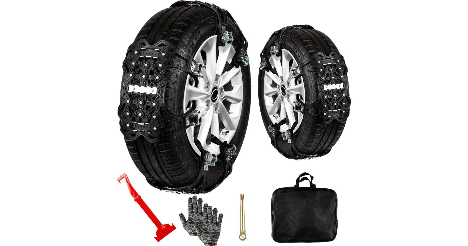 Zone Tech Car Snow Chains - All Season Anti-Skid Car, SUV, & Pick Up Tire Chains for Emergencies & Road Trip