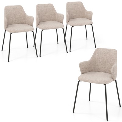 Tangkula 4 PCS Dining Chairs Set of 2 w/ Curved Backrest Wide Seat & Armrests