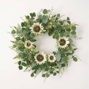Sullivans Artificial Sunflower  Eucalyptus and Berry Wreath - 1 of 2