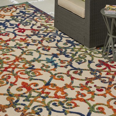 Nourison Aloha 7' x 10' Multicolor Flat Woven Indoor/Outdoor Rug