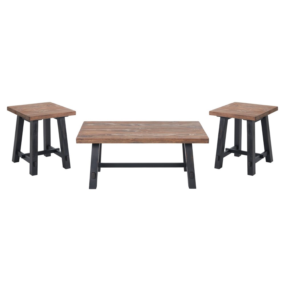 42" Odin Living Room Set with Coffee Table and 2 Side Tables Black - Alaterre Furniture
