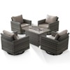 Buenhomino 5 Pieces Patio Wicker Furniture Set - 4 Outdoor Swivel Rocker Glider Chairs with Fire Pit Table, Warm Patio Conversation Set - 2 of 4