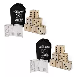 YardGames 3.5 Inch Giant Outdoor Indoor Hand Sanded Wooden Dice Set w/ Laminated Scorecards & Carrying Case, Fun For Kids and Adults (2 Pack)
