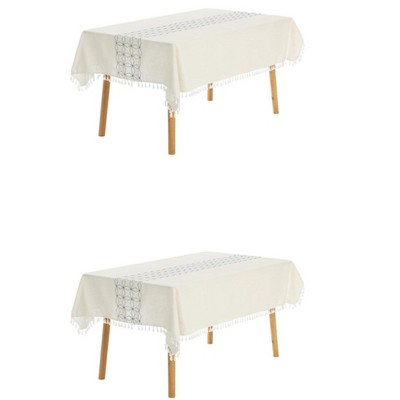 Unique Bargains Rustic Cotton Linen Waterproof Dinner Party Christmas Table Cover 2 Packs